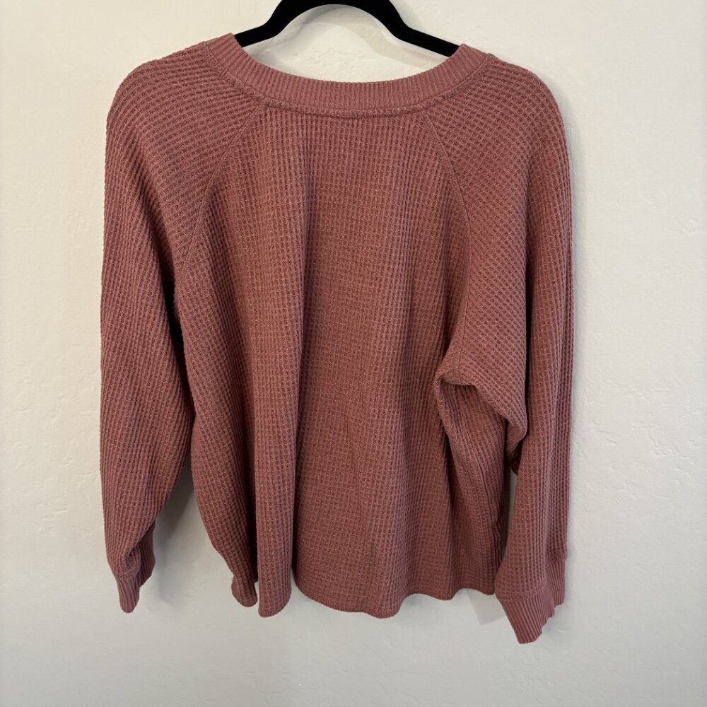 Old Navy Mauve Waffle Knit Henley Long Sleeve Top | Size XXL - Picture 3 of 3